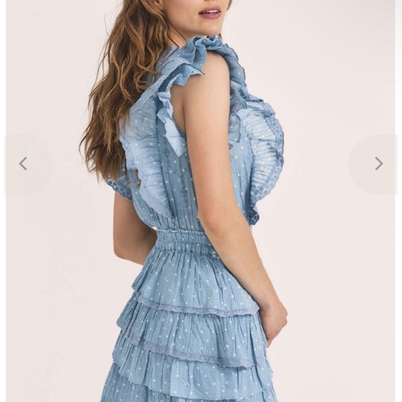 LoveShackFancy Blue Polka Dot Ruffle Dress - Picture 5 of 7